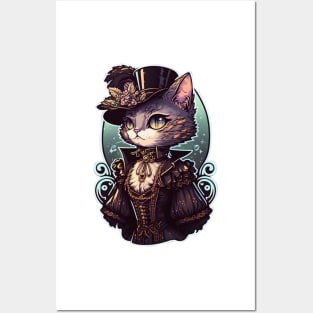 Cat Steampunk Victorian Era Posters and Art